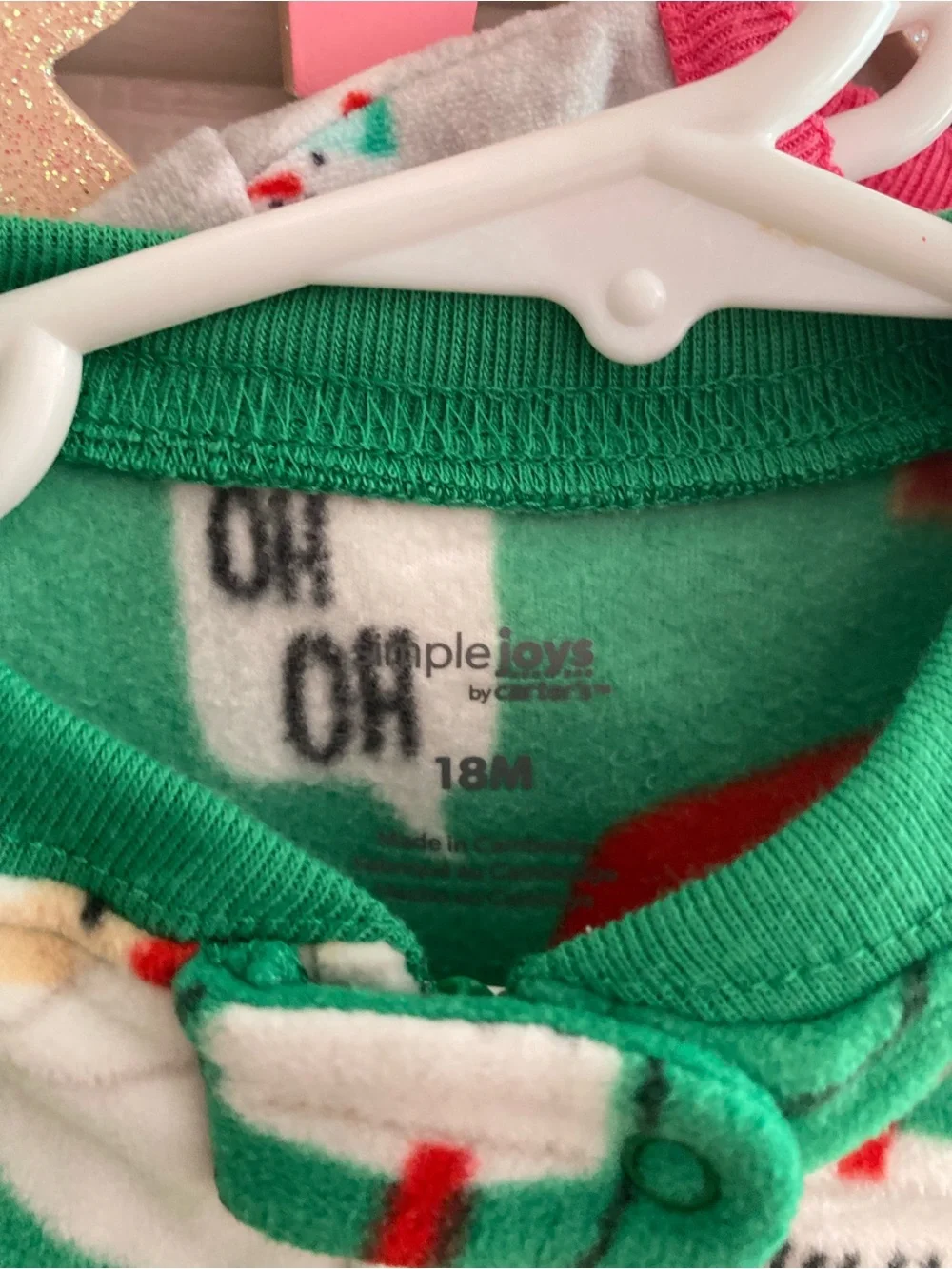 Carter's Green Santa Print Footed One-Piece Pajama